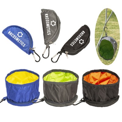 Collapsible Folding Travel Pet Bowl w/Carabiner