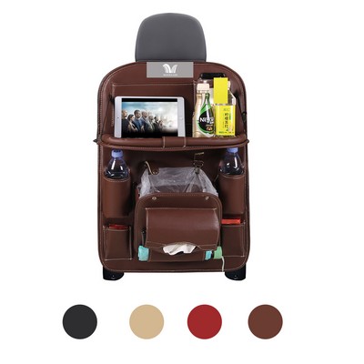 Car Backseat Storage Organizer with Trash Table PU Leather