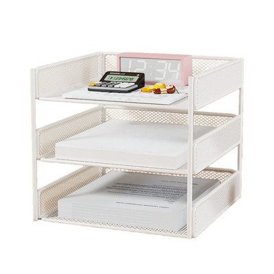Multi Tier Metal Desktop File Organizer for Office Document Storage