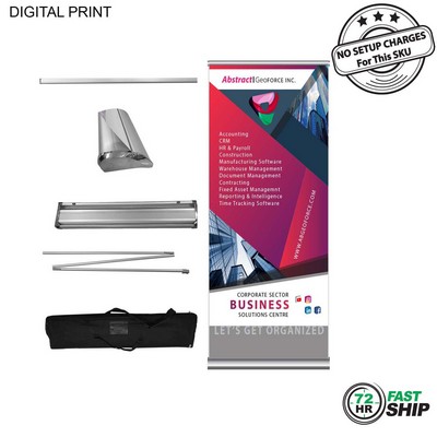 72 Hr Fast Ship - Deluxe Wide Base Retractable Banner with Graphics, 33.5x79, NO SETUP CHARGE