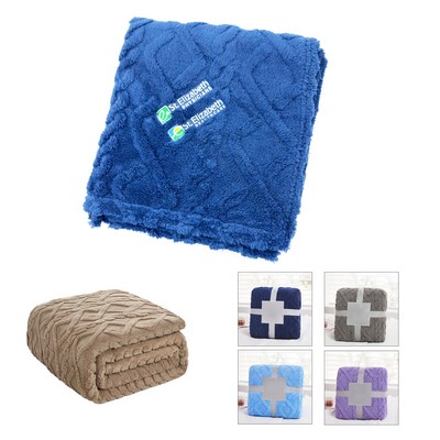 Fuzzy Jacquard Knit Throw Blanket