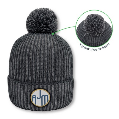 Cuff Toque with Flat Seams (Pom Pom 8cm)