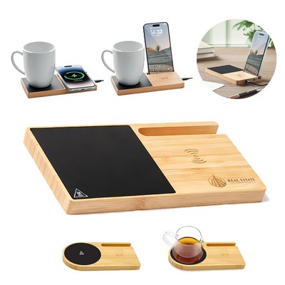 3-in-1 Bamboo Eco-Friendly Wireless Charger & Mug Warmer