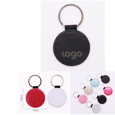 Pu Leather Round-Shaped Keychain