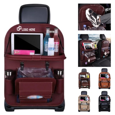 Car Backseat Pu Leather Storage Organizer