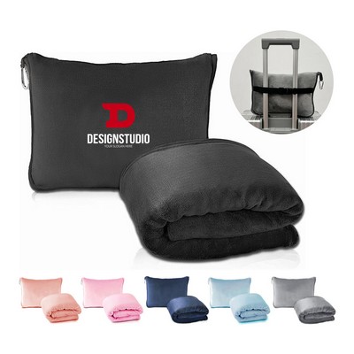 Ultra-Soft Travel Blanket Carry Case Attaches to Luggage