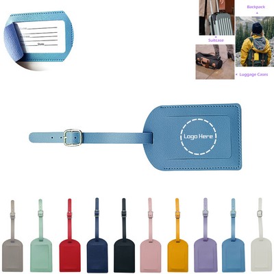 Pu Leather Baggage Tag W/ Privacy Cover