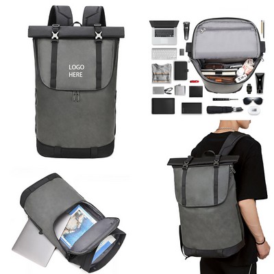 Rolltop Backpack 26L-33L Water-Resistant With 15" Laptop Compartment For Daypack