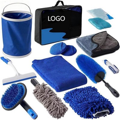 12-Piece Ultimate Auto Detailing & Car Wash Kit with Collapsible Bucket