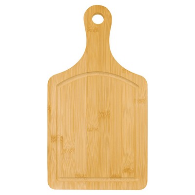 Bamboo Cutting Board Paddle Shape with Drip Ring, 13 1/2" x 7"