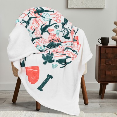 Ultra Soft Plush Flannel Throw Sherpa Blanket (50"X 60")