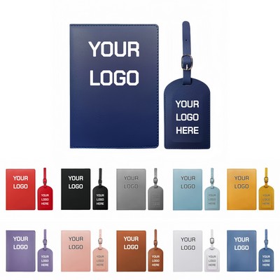 Premium Pu Leather Passport Holder & Luggage Tag Set