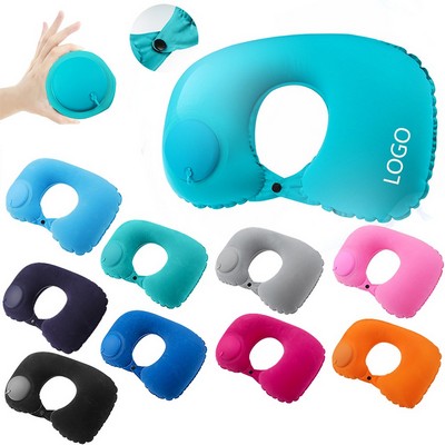 Portable U-Shaped Push Inflatable Travel Neck Pillows