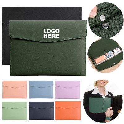 Promotional Document Pouch Travel Portfolio Case PU Leather A4 File Folder with Snap Closure