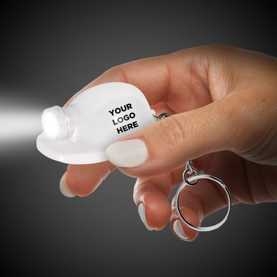 2" White Safety Helmet Flashlight Keychain(Pad Print)