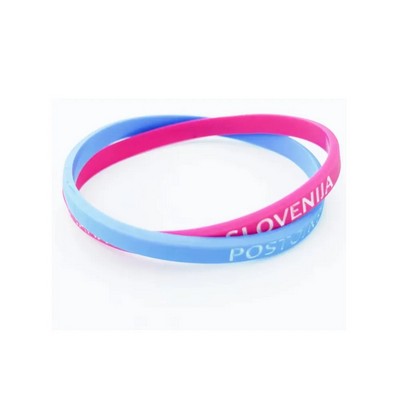 1/4'' Width Silkscreen Silicone Wristband