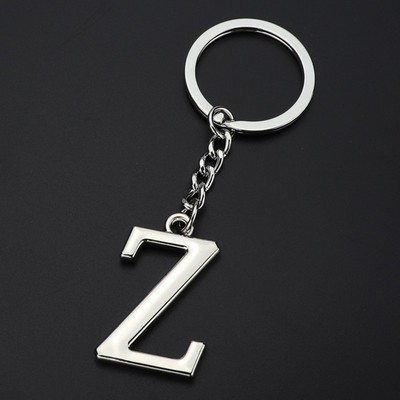 Silver Letter Z Keychain Initial Keychain
