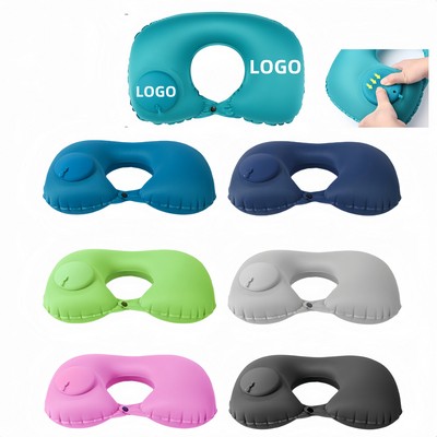 Travel Portable U-Shaped Press-Inflatable Neck Pillow