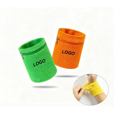 Sports Wristband with Zippered Pocket