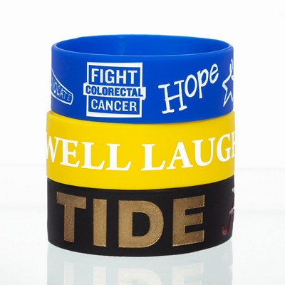1/4" Rush Debossed Silicone Wristband with Colorfill
