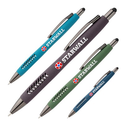 Chevrose Recycled Plastic Pen with Stylus (Full Color Imprint)