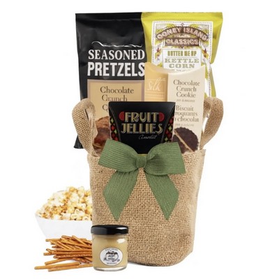 Gourmet Snacks in Jute Basket