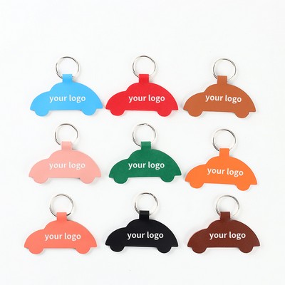 House Shape Leather Key Tag Keychain