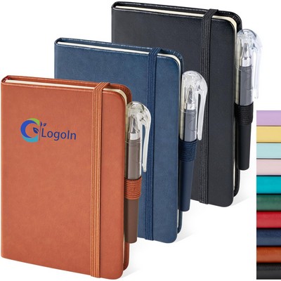 Pocket Notebook Journals A6 Mini Note pads with Pen Holder