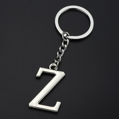 Silver Letter Z Keychain Initial Keychain