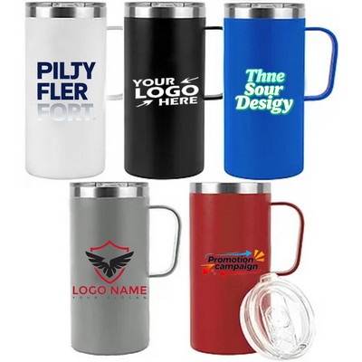 Tall Insulated Mug With Spill-Proof Clear Sip-Lid 20 oz