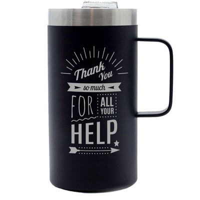 Glacier 20oz stainless steel double wall mug matte black with pushon lid