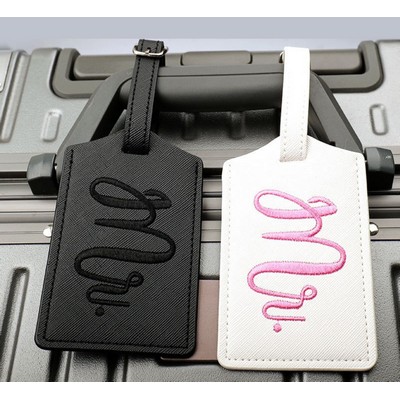 Embroidered PU Leather Luggage Tag