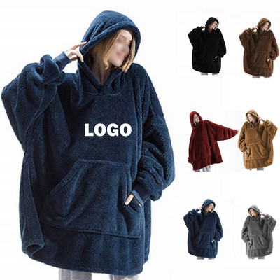 Cozy Double-Sided Fleece Hoodie Blanket