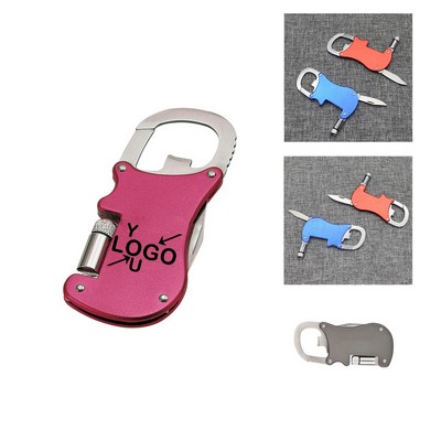 Compact Multitool Keychain with LED and Opener