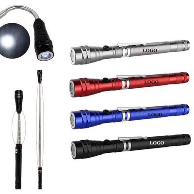 3 LED Double Magnetic Telescopic Extensible Flashlight