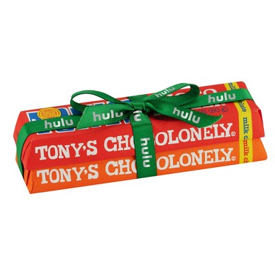 Tony's Chocolonely® Small Chocolate Bar 2 Pack w/ Custom Ribbon (Milk Chocolate Sea Salt Caramel)