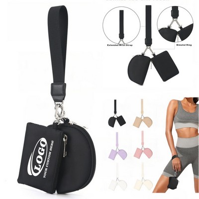 Portable Dual Pouch Wristlet Keychain Wallet