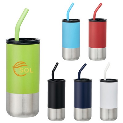18oz Dillon Double Wall Plastic Straw Tumbler