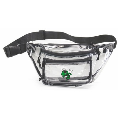 Mannitok Three-Pocket Fanny Pack, Clear with Black Trim