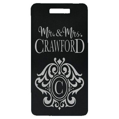 Anodized Aluminum Black Luggage Tag, Engraved, 3 7/8" x 2"
