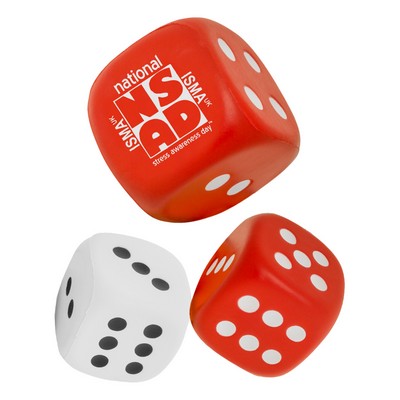 Union Printed - 2.75" Dice Shaped Stress Balls Reliever with 1-Color Logo