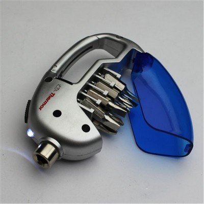 Multi-Functional Mini Screwdriver Tool Kit with LED Light And Carabiners