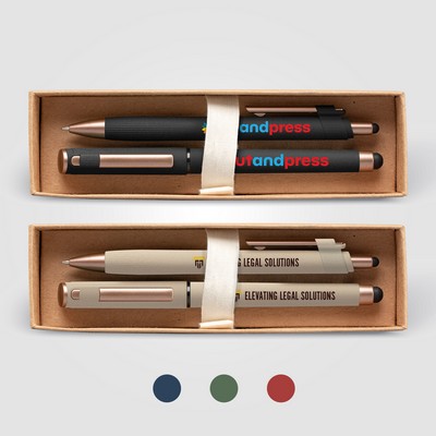 York Recycled Plastic Bronze Trim Pen Gift Set