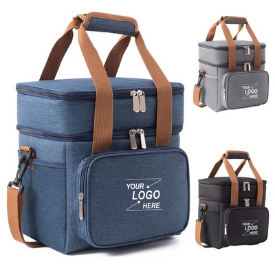 Double Deck Insulated Soft Adult Lunch Cooler Bag