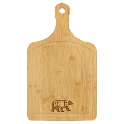 15 1/2" x 9" Bamboo Cutting Board Paddle Shape with Drip Ring