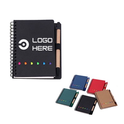 Spiral Notebook with Pen and Sticky Notes
