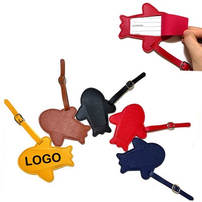 Aircraft-Shaped Leather Luggage Suitcase Id/Bag Tag