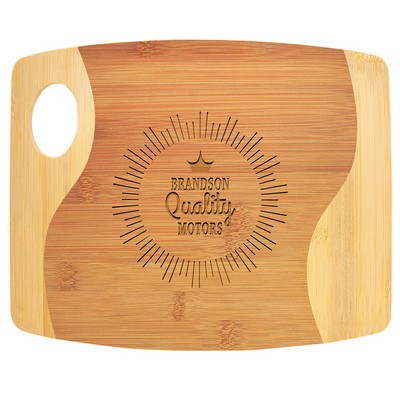 Bamboo Two Tone Cutting Board w/Handle