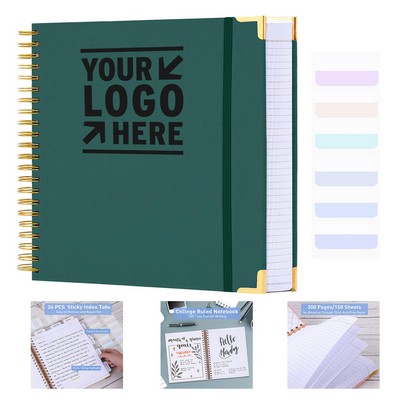 8.5 x 11" 300-Page Hardcover Leather College Ruled Spiral Notebook