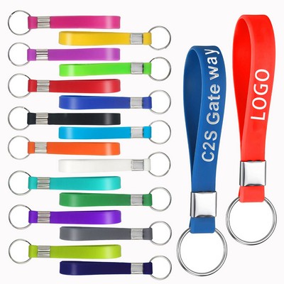 Debossed W/ Color Filled Silicone Wristband Keyring